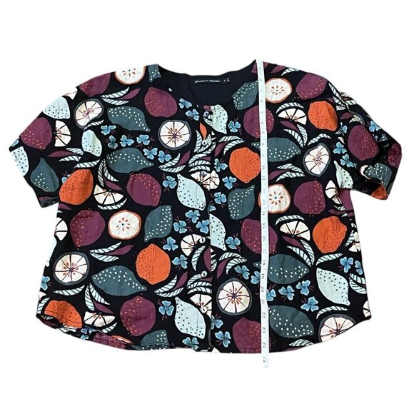 GUDRUN SJODEN 100% Linen Fruit Relaxed Boxy Fit Top Lagenlook ~Rare Print Medium - Picture 7 of 8
